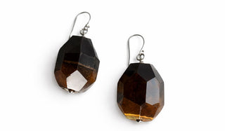 Sterling Silver Faceted Blue Tigers Eye Natural Gemstone Earrings