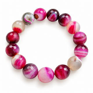 Faceted Pink Agate Natural Gemstone Bracelet