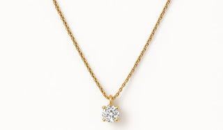 Gold Sterling Silver Faceted White Quartz Pendant Necklace on white backgorund