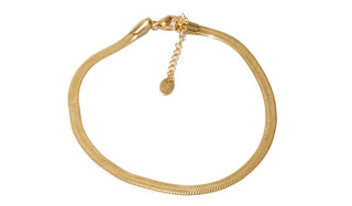 Gold Adjustable Herringbone Chain Anklet