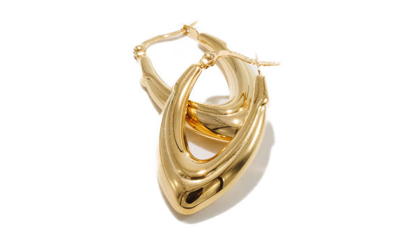 Gold Lightweight Chunky Long V-Shaped Earrings