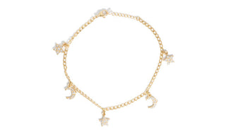 Adjustable Moon & Stars Crystal Anklet