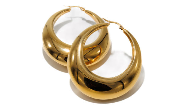 Gold Oversized Drop Hoop Earrings