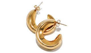 Gold Lightweight Chunky Pointed C-Shaped Earrings