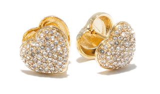 Gold Chunky Huggie Heart Crystal Earrings
