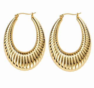 Gold ribbed earrings