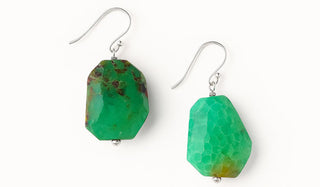 Sterling Silver Green Agate Quartz Natural Gemstone Earrings
