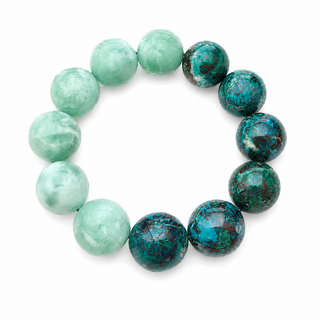Half Green Moonstone Half Chrysocolla Natural Gemstone Bracelet