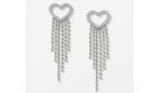Sterling Silver Heart Crystal Chandelier Earrings