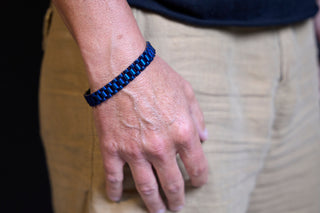 Blue Staineless Steel Bike Chain Bracelet