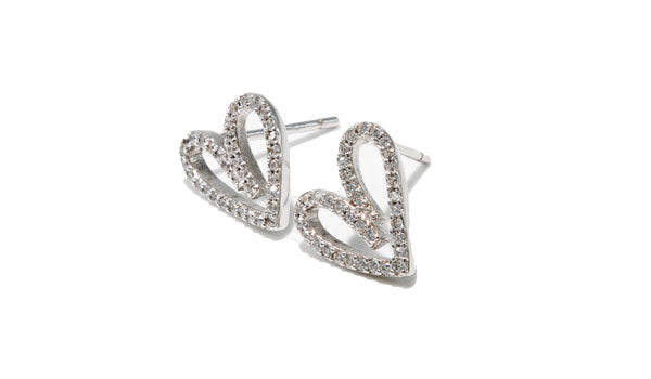 925 Sterling Silver Width: .2'' Length: .4'' Designer's Notes: Modern Design Meets Minimal Style and Simplicity with our dainty minimalist Mini Sterling Silver Crystal Heart Earrings. Designed for every day and any occasion.