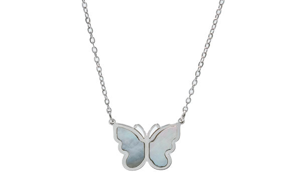 Adjustable Butterfly Mother Of Pearl Natural Gemstone Necklace
