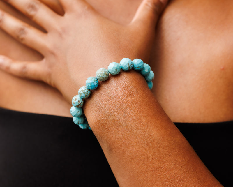 Faceted Turquoise Natural Gemstone Bracelet