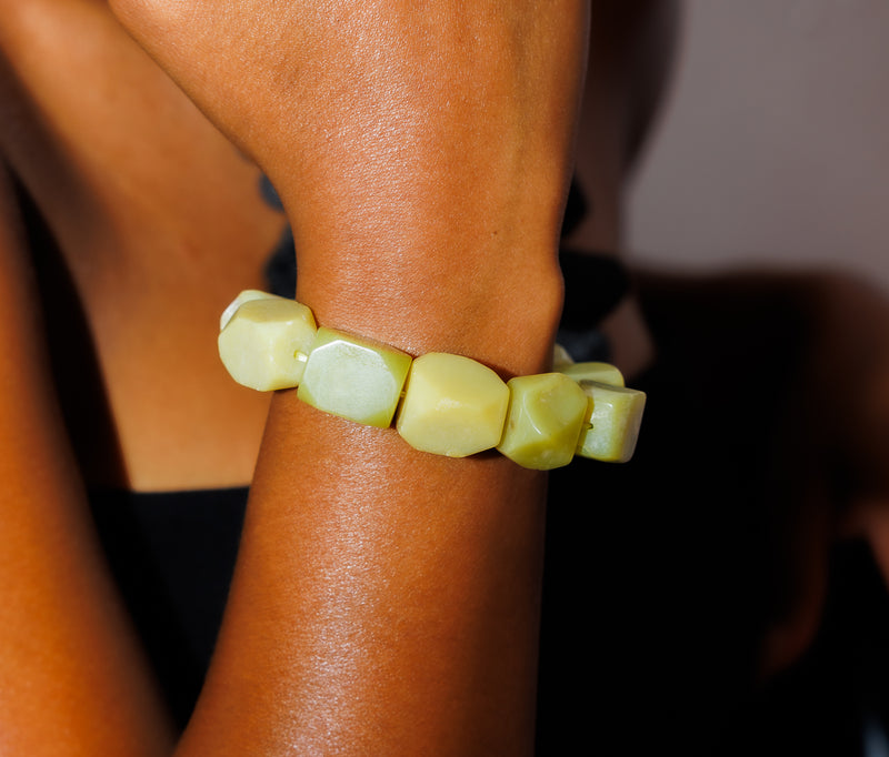 Chunky Lime Chrysoprase Natural Gemstone Bracelet