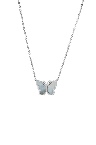 Adjustable Butterfly Mother Of Pearl Natural Gemstone Necklace