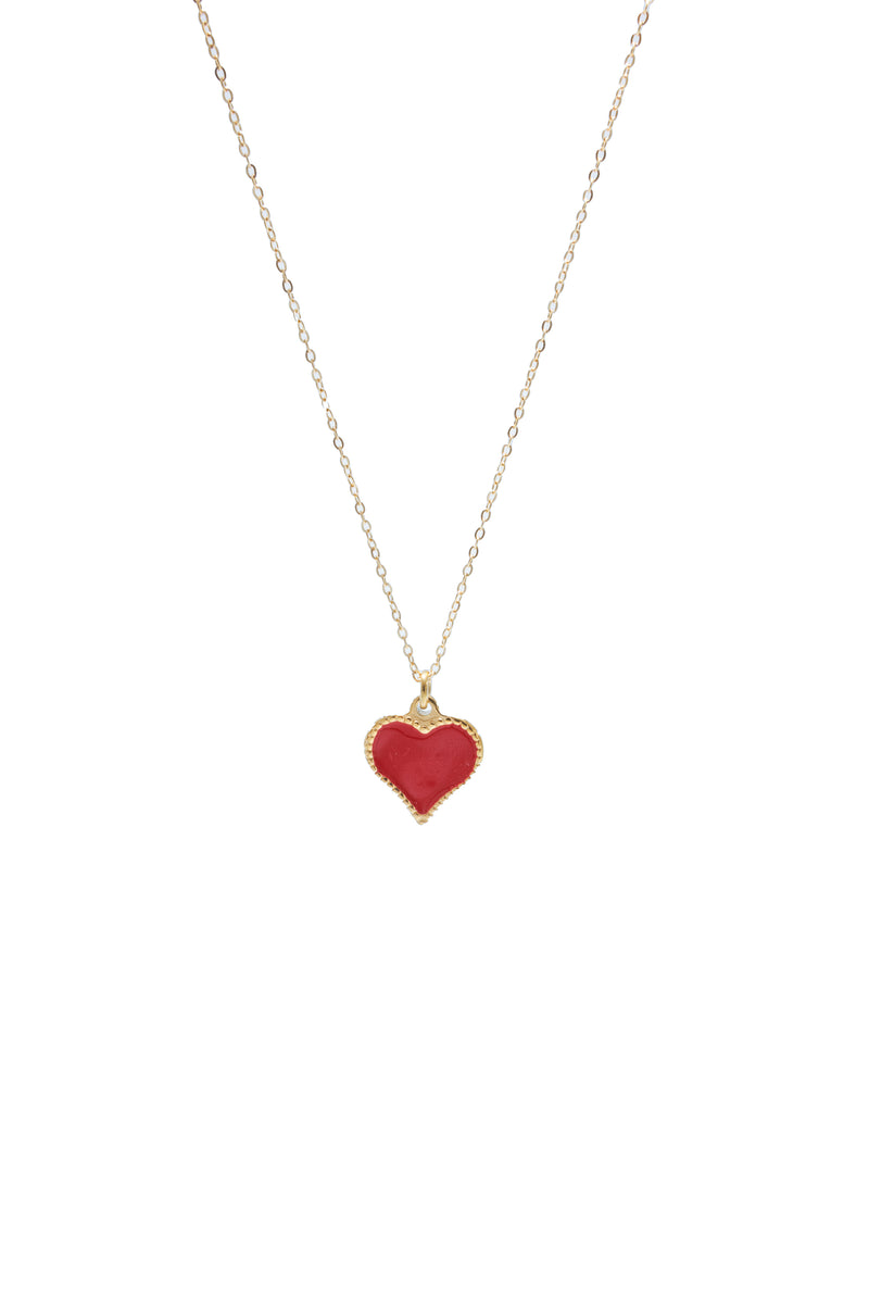 Mini Adjustable Red Coral Heart Necklace