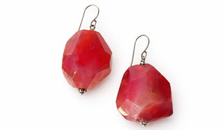 Sterling Silver Pink Agate Quartz Natural Gemstone Earrings
