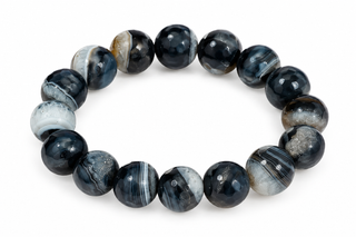 Faceted Black Agate Natural Gemstone Bracelet