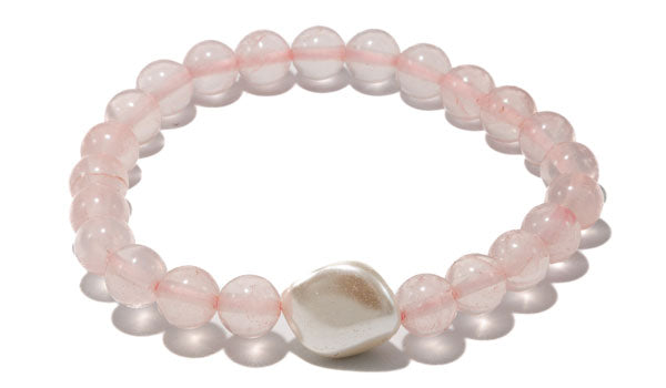 Rose Quartz & Mother Of Pearl Natural Gemstone Bracelet