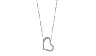 Adjustable Silver Slanted Heart Pendant Necklace