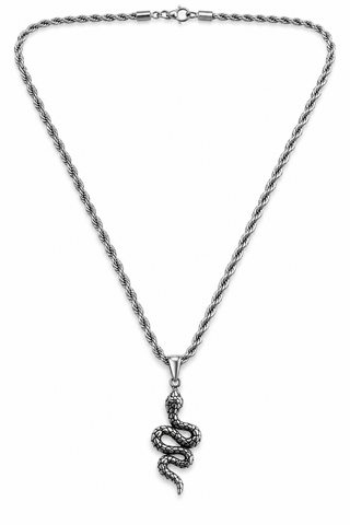 Silver Stainless Steel Tarnish-Free Snake Pendant Necklace