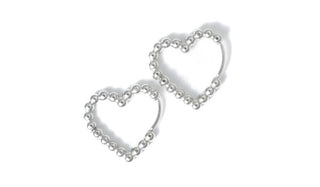 Silver Mini Beaded Heart Shaped Earrings