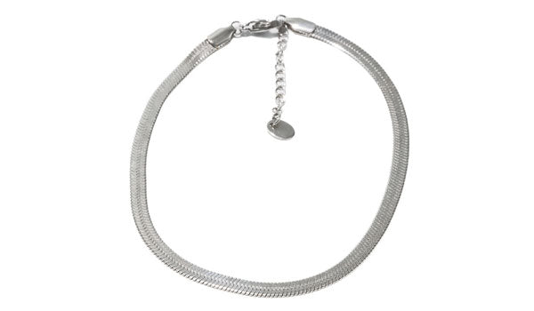 Silver Adjustable Herringbone Chain Anklet