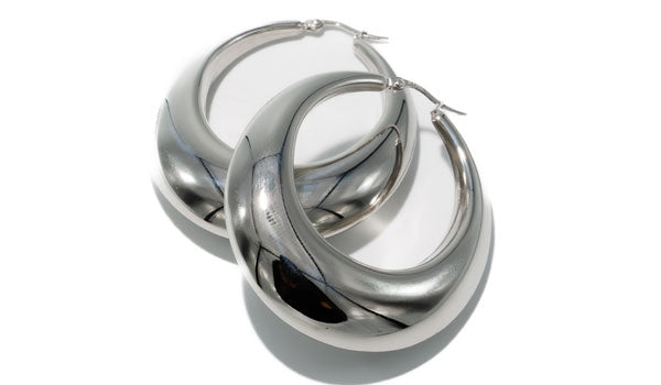 Silver Oversized Drop Hoop Earrings