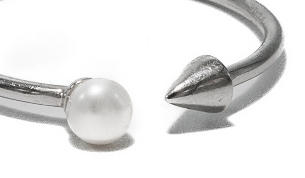 Adjustable Sterling Silver Pearl & Arrow Stacker Ring
