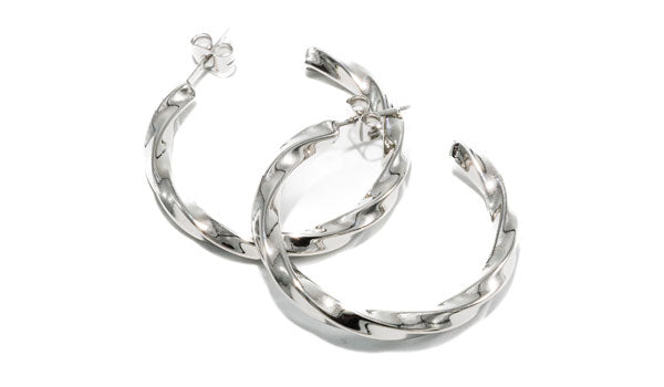 Silver Lightweight C-Shaped Spiral Earrings