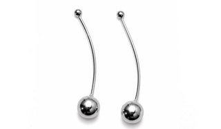 Two curved barbell nose studs with polished ball ends, shown on a plain white background.