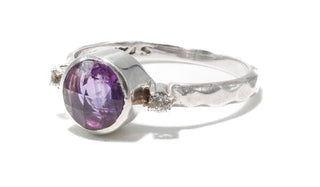 Sterling Silver Faceted Amethyst & Quartz Gemstone Ring