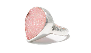 Sterling Silver Rose Quartz Druzy Ring
