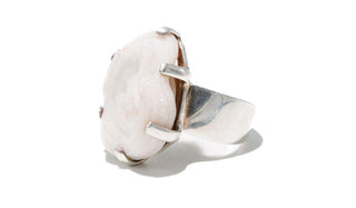 Sterling Silver Adjustable White Druzy Ring
