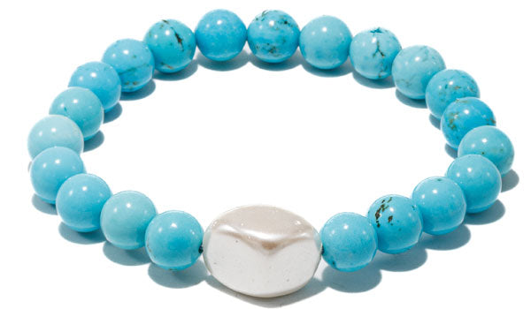 Turquoise Howlite & Mother Of Pearl Natural Gemstone Bracelet