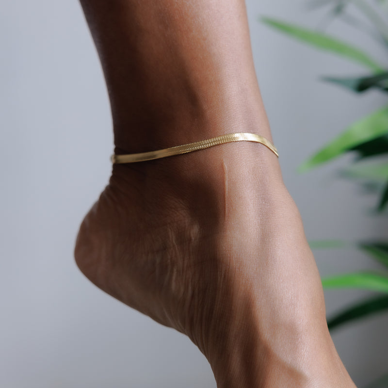 Adjustable Herringbone Chain Anklet