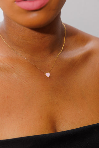Mini Adjustable Pink Howlite Gemstone Heart Necklace