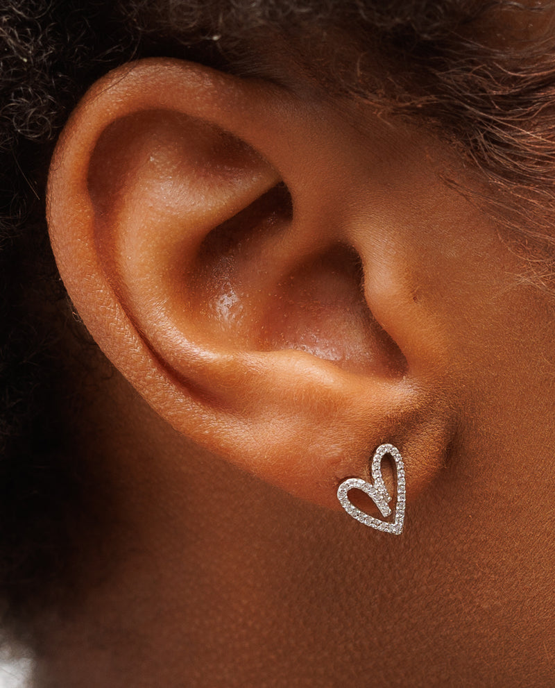 Sterling Silver Mini Crystal Heart Earrings