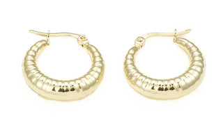 Gold PRODUCT FEATURES:  316L High-Grade Stainless Steel&nbsp; Water-Resistant Tarnish-Free .1'' Length .1'' Wide 3mm Depth  Designer's Notes: Be bold and stylish with our Chunky Ribbed Hoop Earrings and wear them for any occasion!  *Please Note No two pairs are EVER alike and your handmade, Stainless Steel Earrings will have small variations from the image