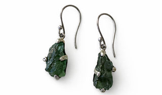 Sterling Silver Mini Moldavite Drop Earrings