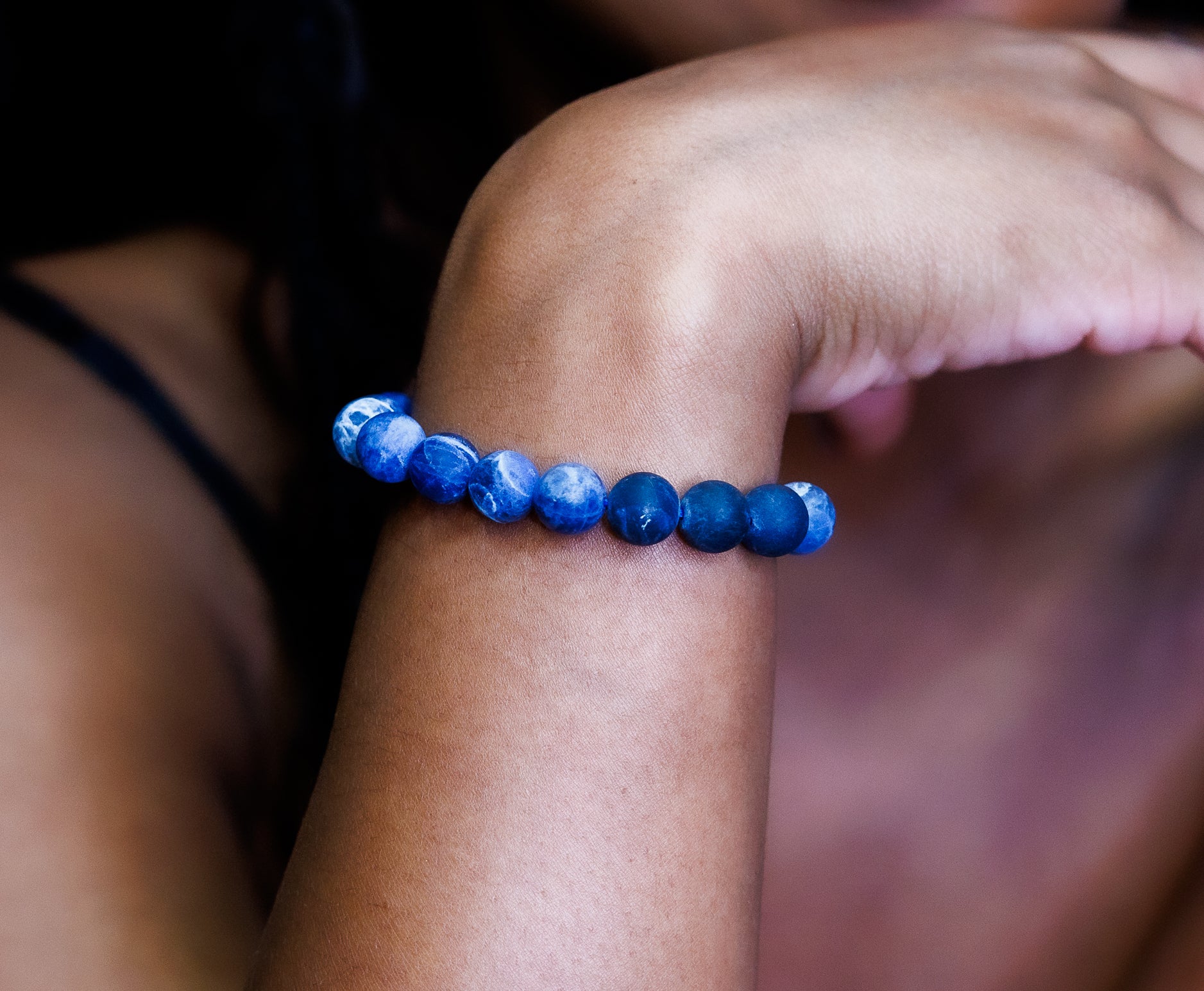 Men's Matte Sodalite Stone Bracelet Blue Chakra Bracelet
