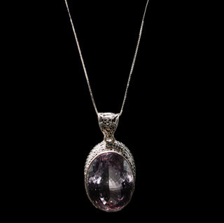 Luxury Sterling Silver Faceted Adjustable Amethyst Pendant Necklace