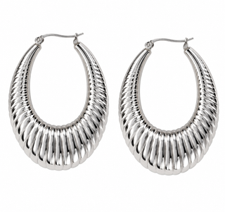 Silver ribbed earrings
