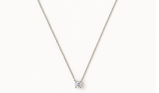 Sterling Silver Faceted White Quartz Pendant Necklace on white background