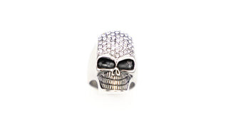 Stainless Steel Crystal Skull Ring