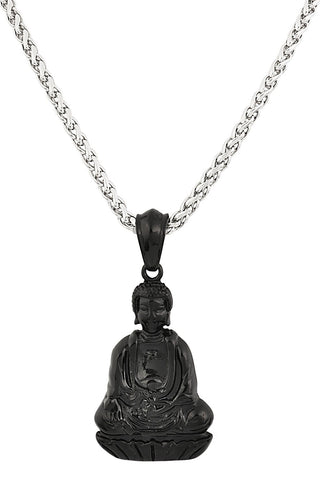 Black Sitting Buddha Pendant Necklace feature img full length