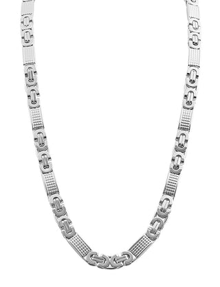 Silver Stainless Steel mix link design chain 24 inch length with a lobster claw clasp