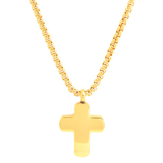 Gold Gloss Finished Stainless Steel Cross Necklace 