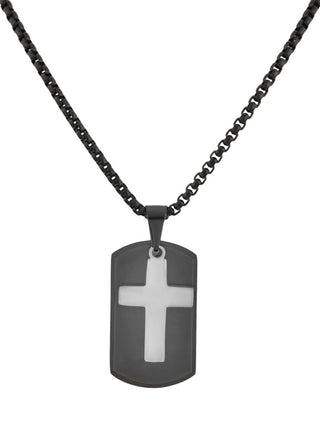 Black Dog Tag and Cross Pendant Necklace feature img full length