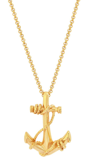 Gold Roped Anchor Pendant Necklace feature img full length